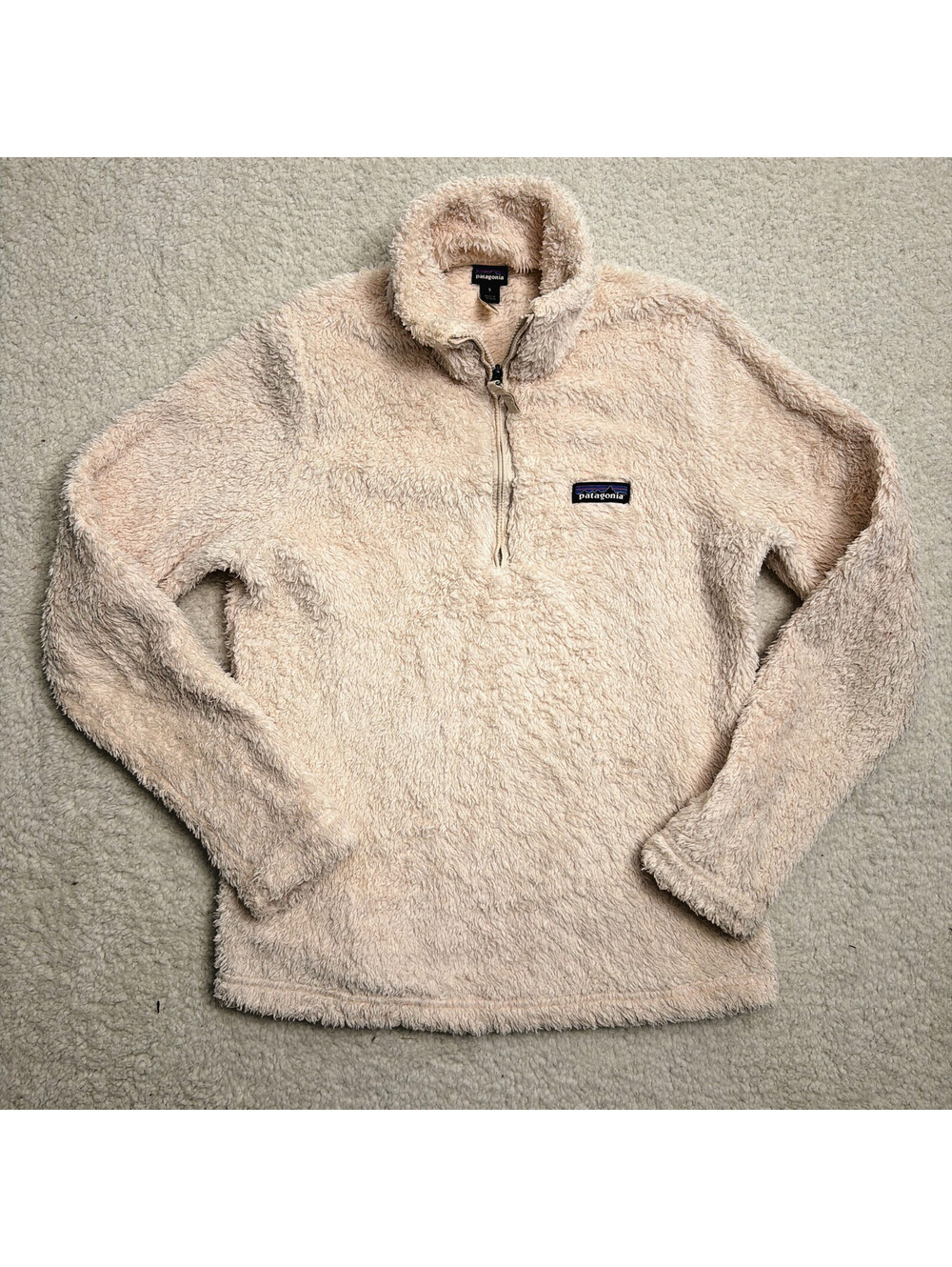 Patagonia Fleece Quarter Zip Womens S Cream High Pile Plush Sherpa Style 1/4 Zip